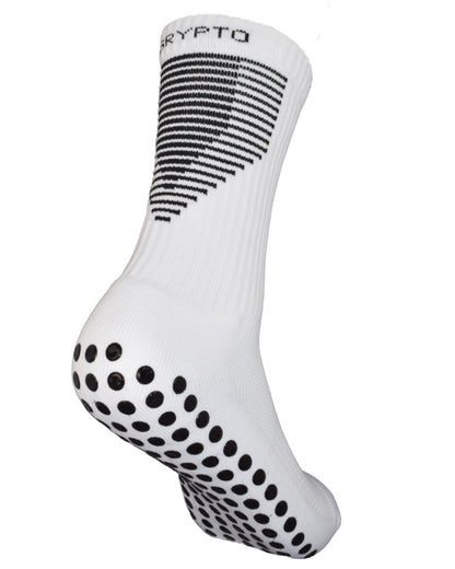 Contrast - White - Black Grip Midcalf Length Premium Football Grip Socks