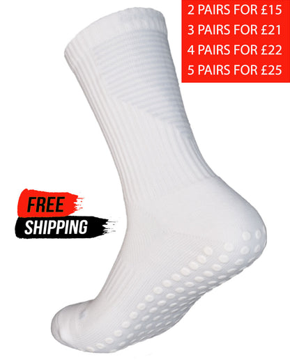 Ice - All White Midcalf Length Premium Football Grip Socks