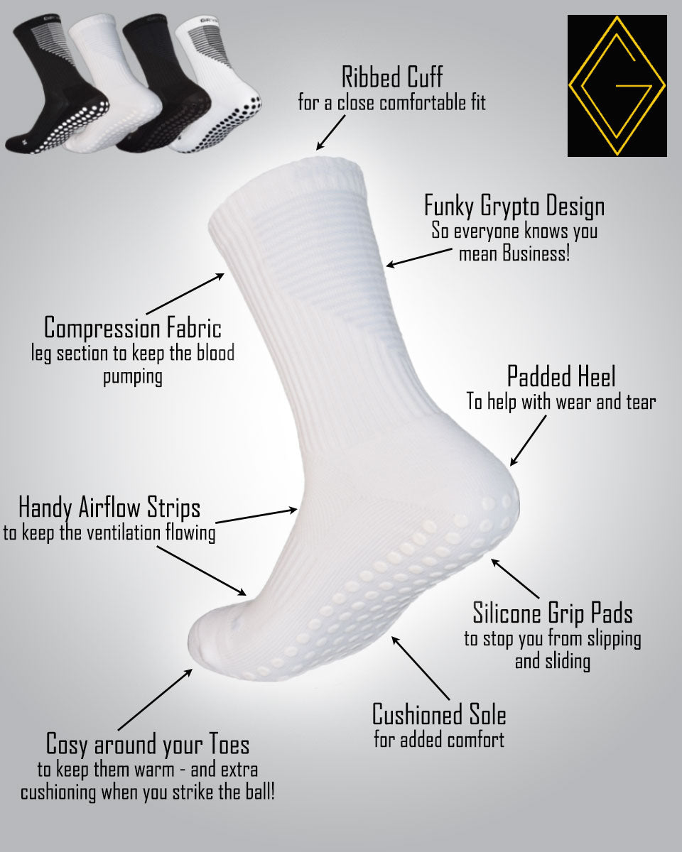 Ice - All White Midcalf Length Premium Football Grip Socks