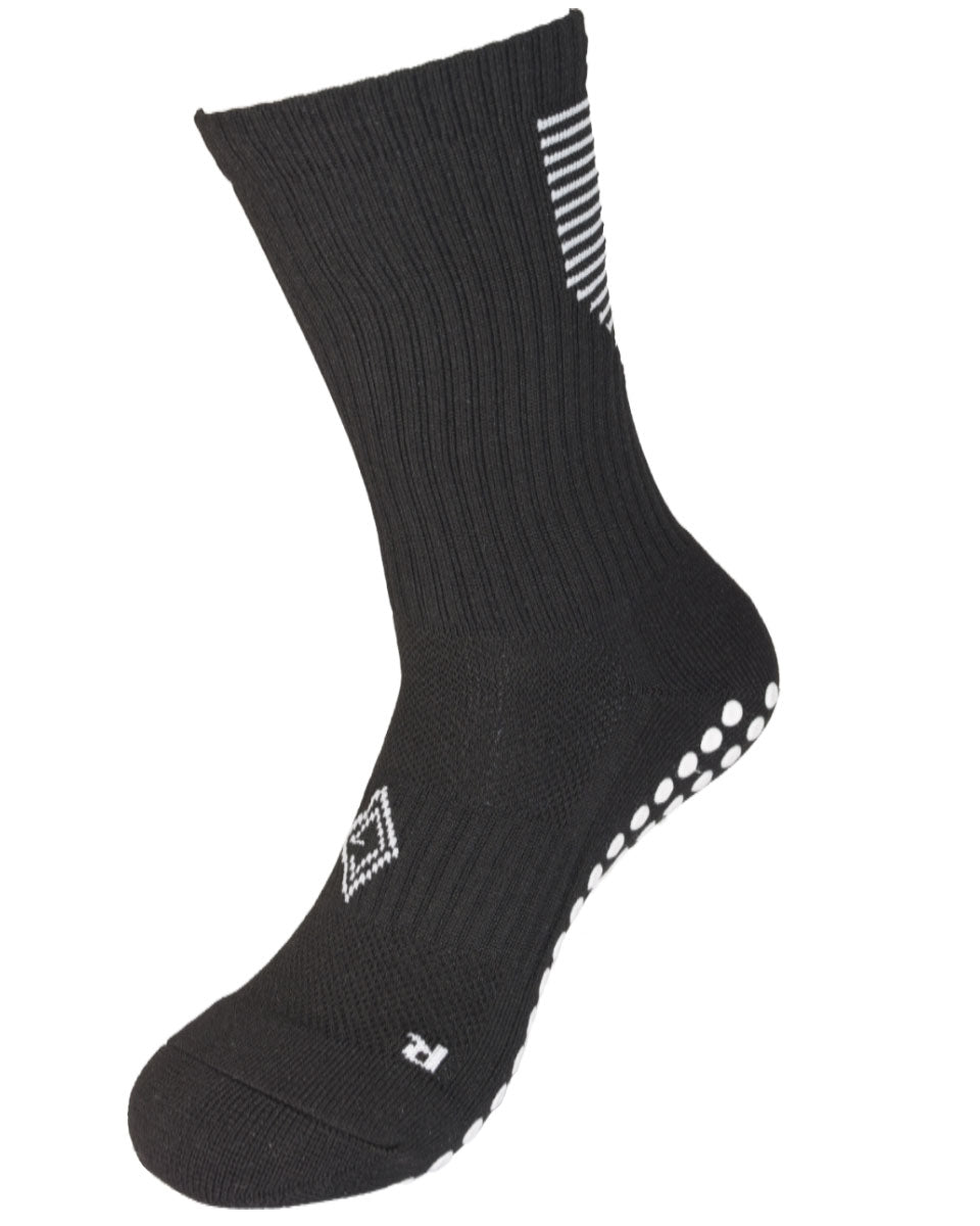 Shadow - Black - White Grip Midcalf Length Premium Football Grip Socks