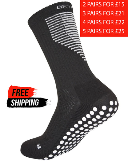 Shadow - Black - White Grip Midcalf Length Premium Football Grip Socks