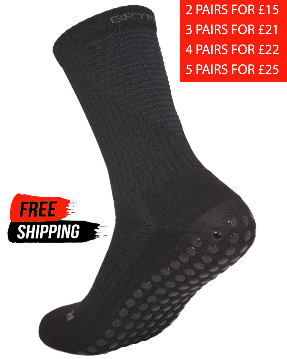 Stealth - All Black Midcalf Length Premium Football Grip Socks