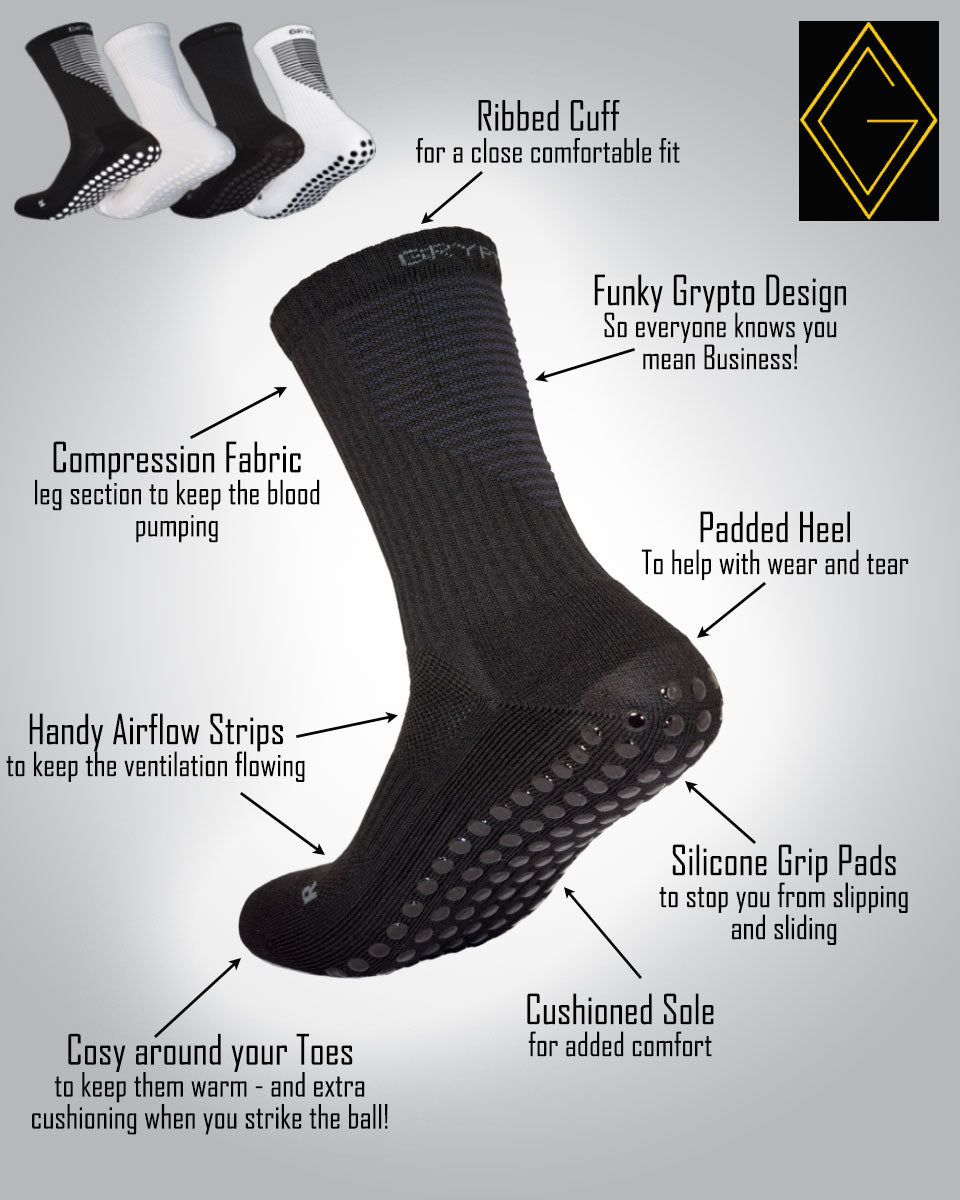 Stealth - All Black Midcalf Length Premium Football Grip Socks